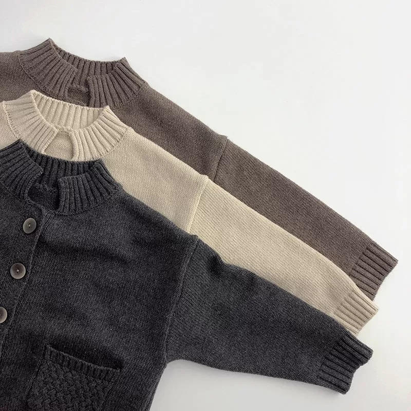 Baby Kid Unisex Solid Color Cardigan