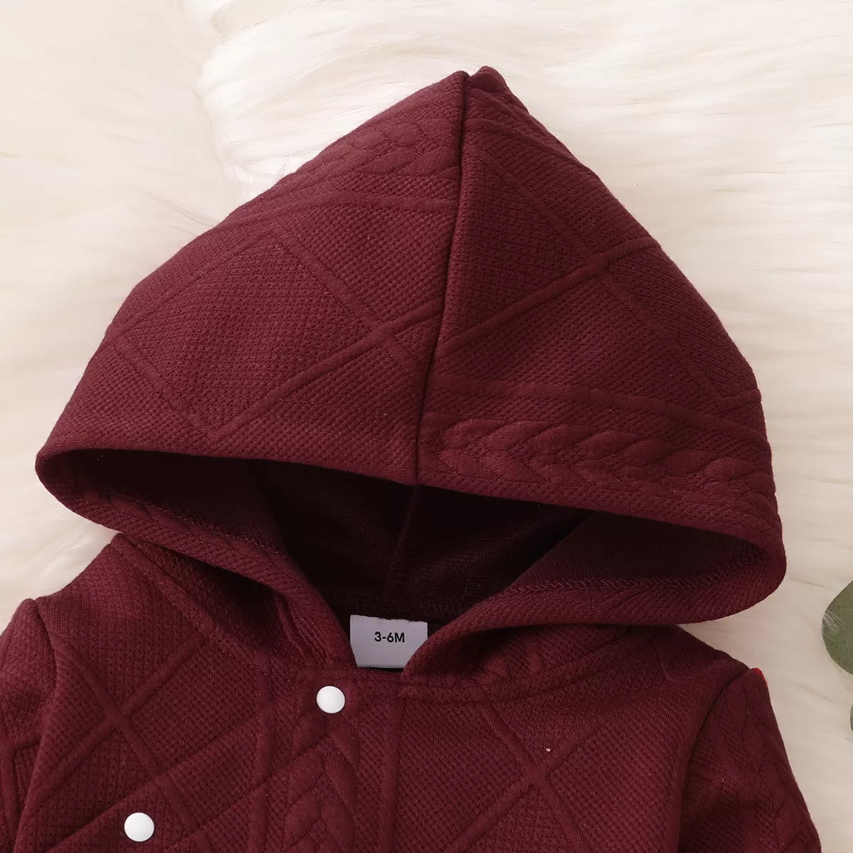 Baby Solid Color Slant Button Hooded Pants Pajamas Set