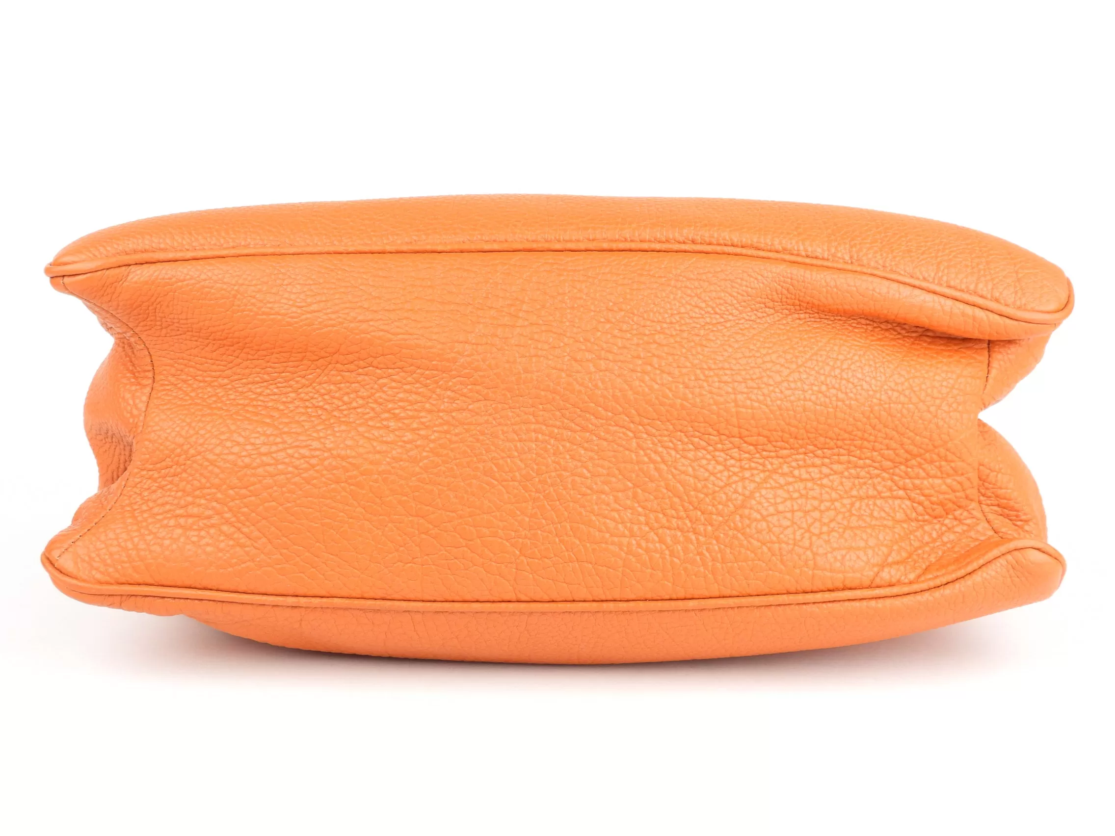 Balenciaga Orange Grained Calfskin Leather Tube Clasp Shoulder Bag