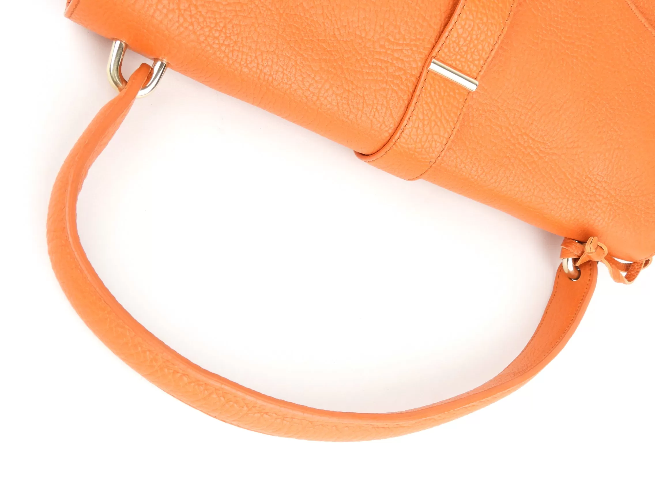 Balenciaga Orange Grained Calfskin Leather Tube Clasp Shoulder Bag