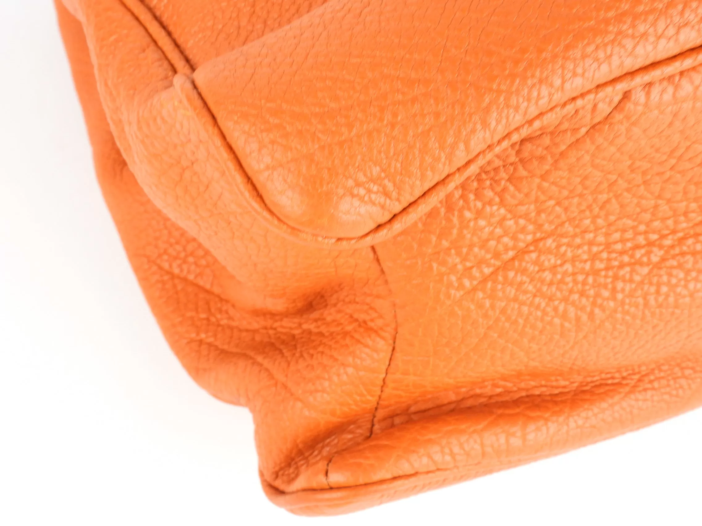 Balenciaga Orange Grained Calfskin Leather Tube Clasp Shoulder Bag