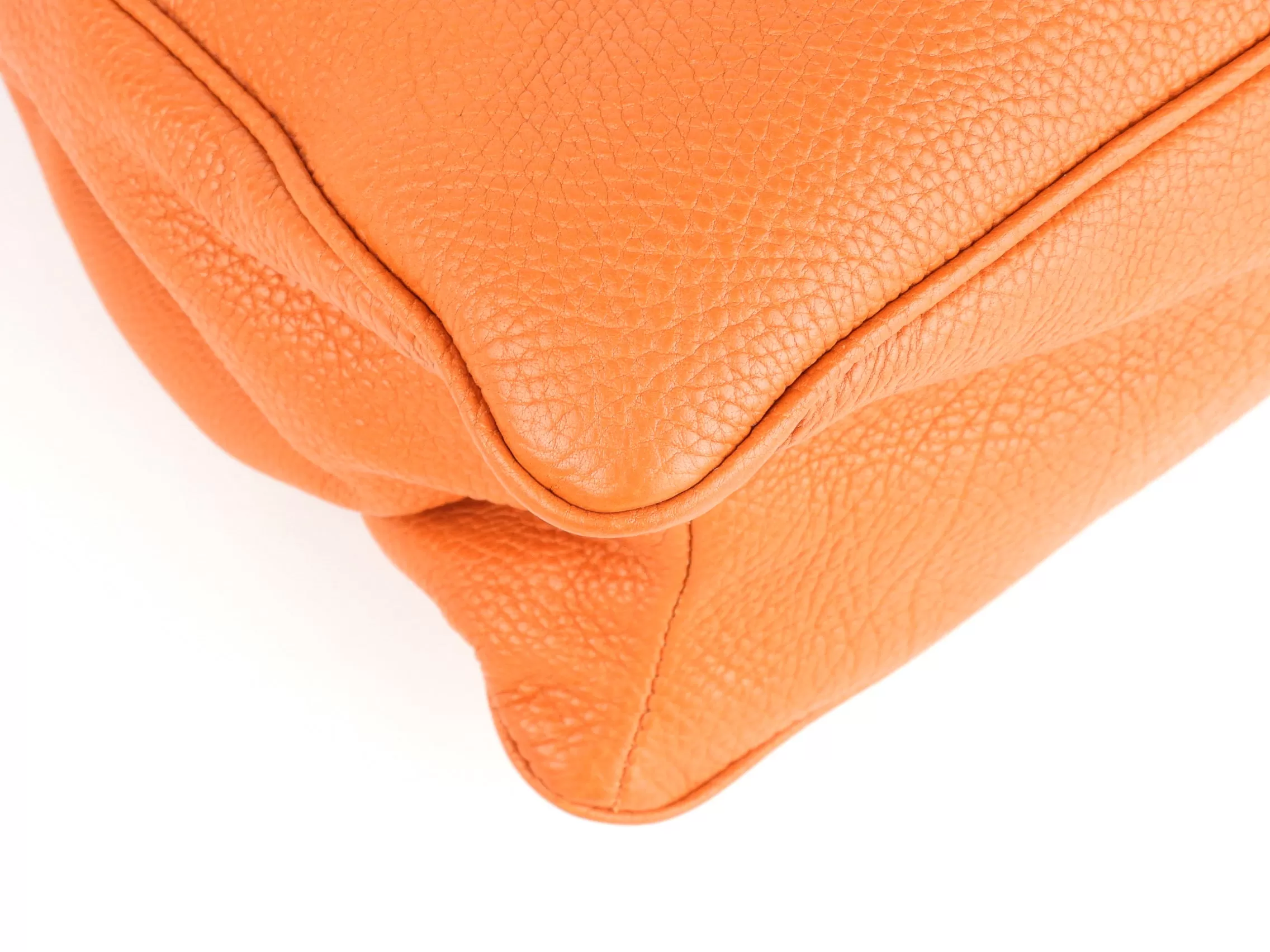 Balenciaga Orange Grained Calfskin Leather Tube Clasp Shoulder Bag