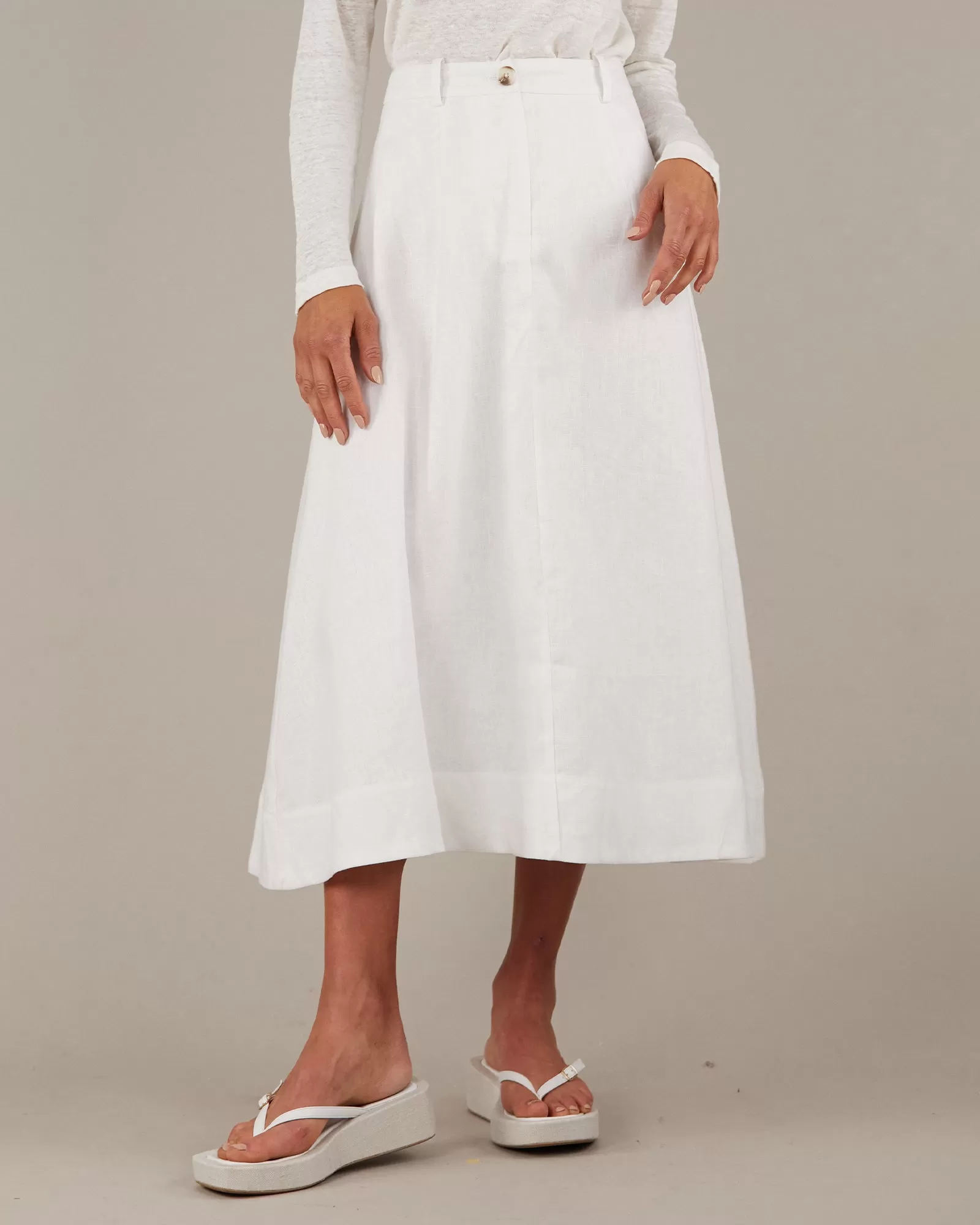 Barossa Linen Skirt - White