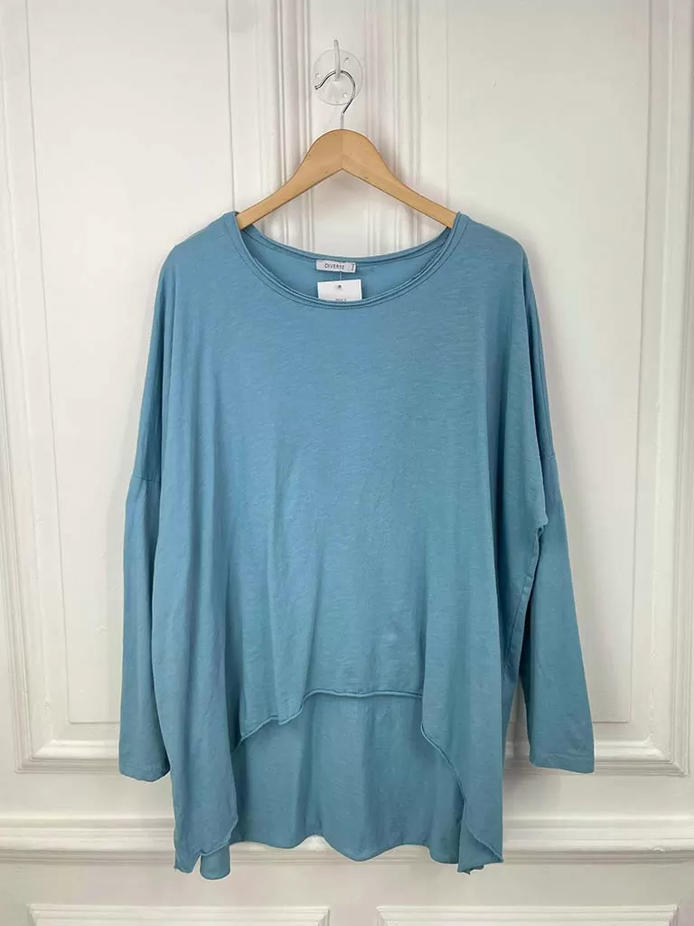 Basic Long Sleeve Slub Top - Maya Blue