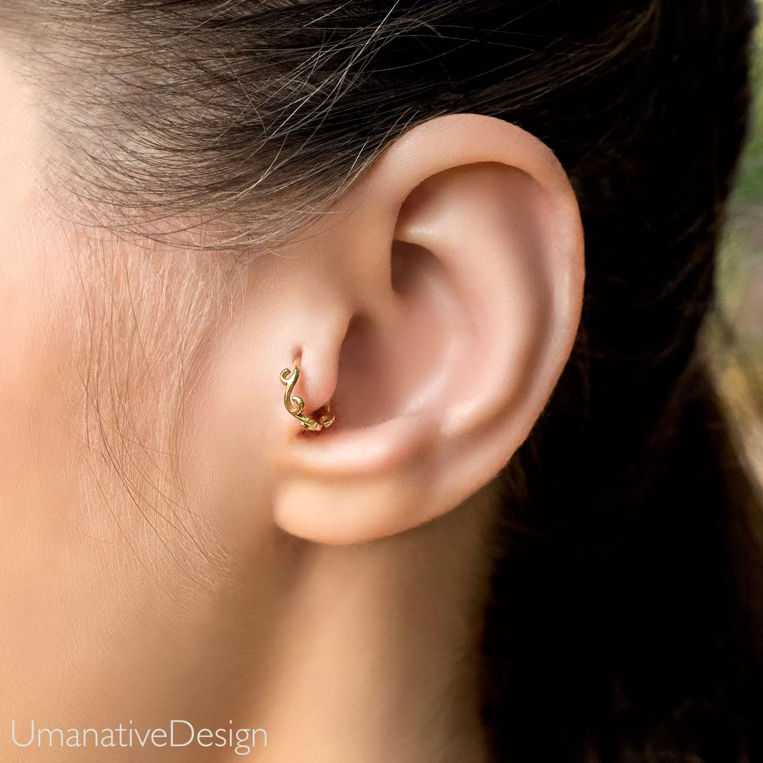 Beautiful 14k Solid Gold Helix Hoop