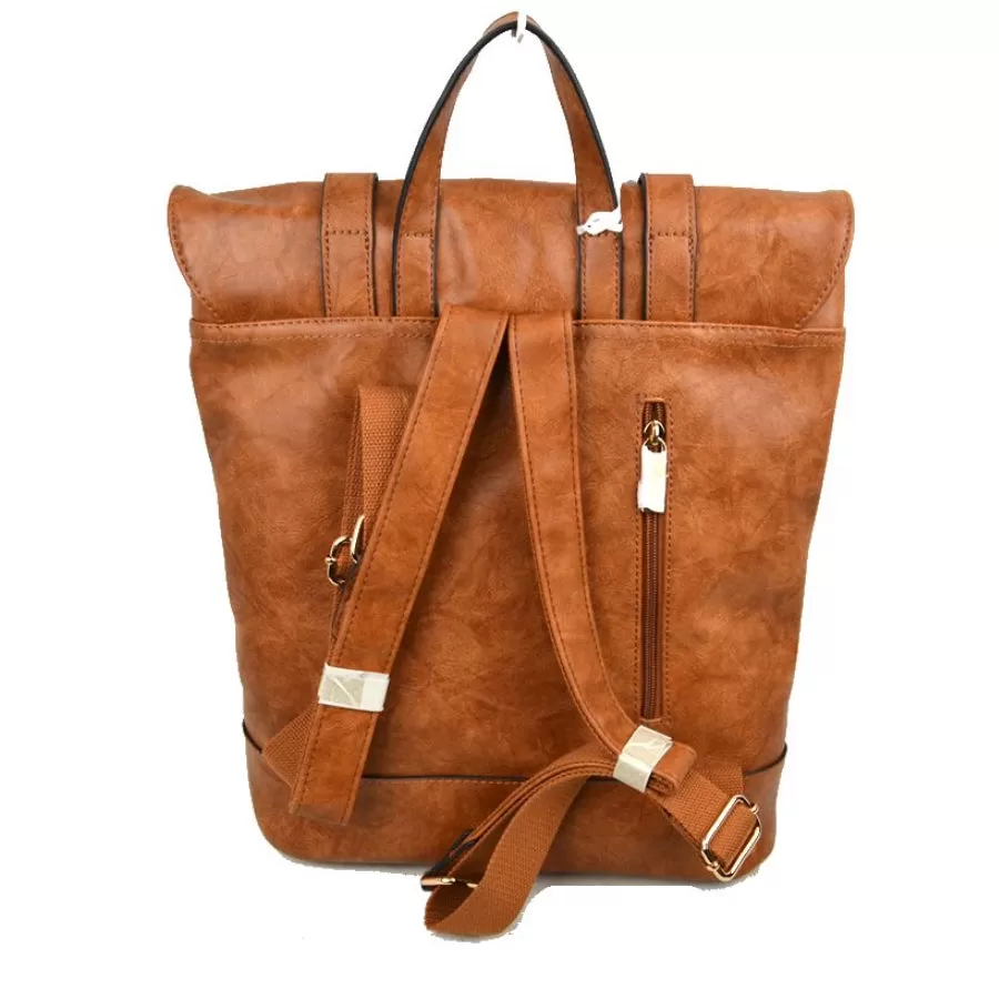 Belted foldover backpack - nude