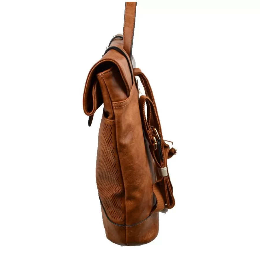 Belted foldover backpack - nude