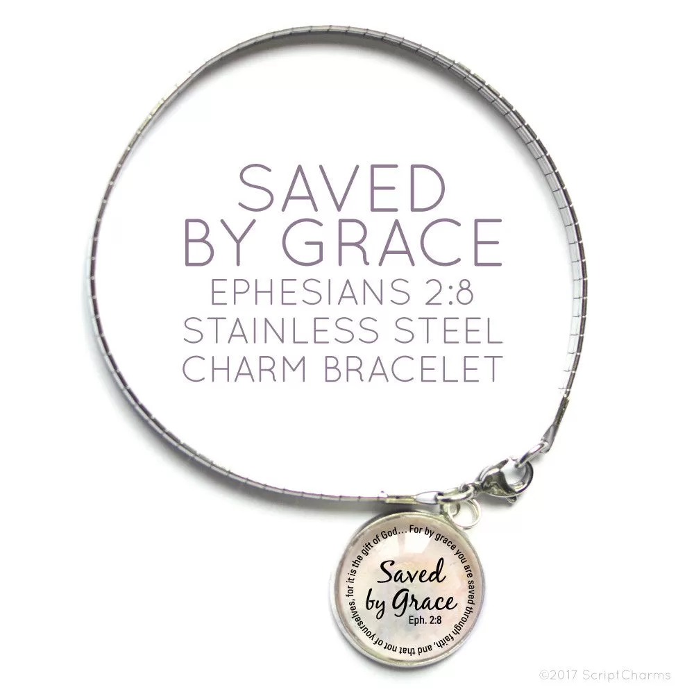 Bible Verse Charm Bracelet with Stainless Steel Snake Chain