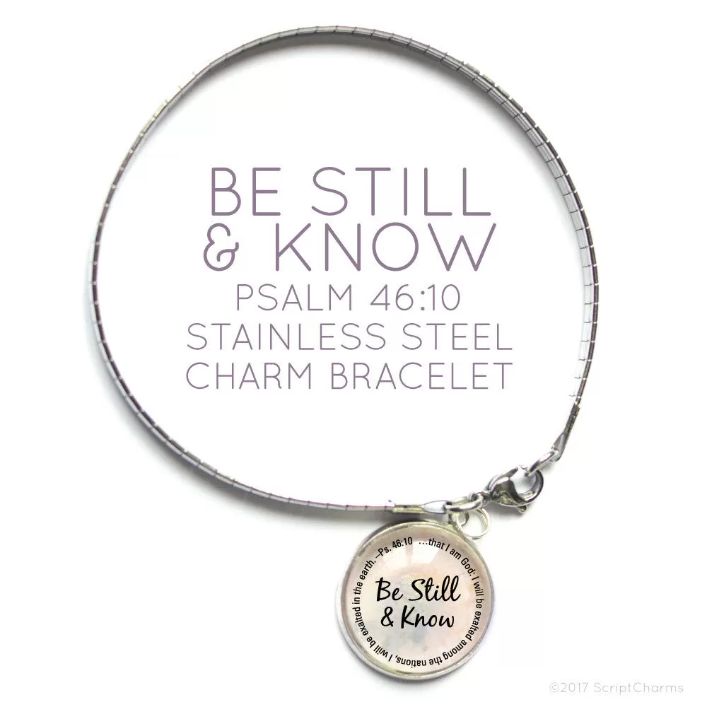 Bible Verse Charm Bracelet with Stainless Steel Snake Chain