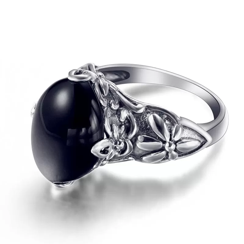 Black Agate Stone Ring