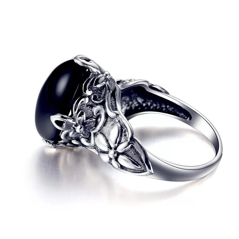 Black Agate Stone Ring