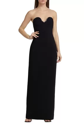 Black Embellished Stretch Crepe Strapless Dress