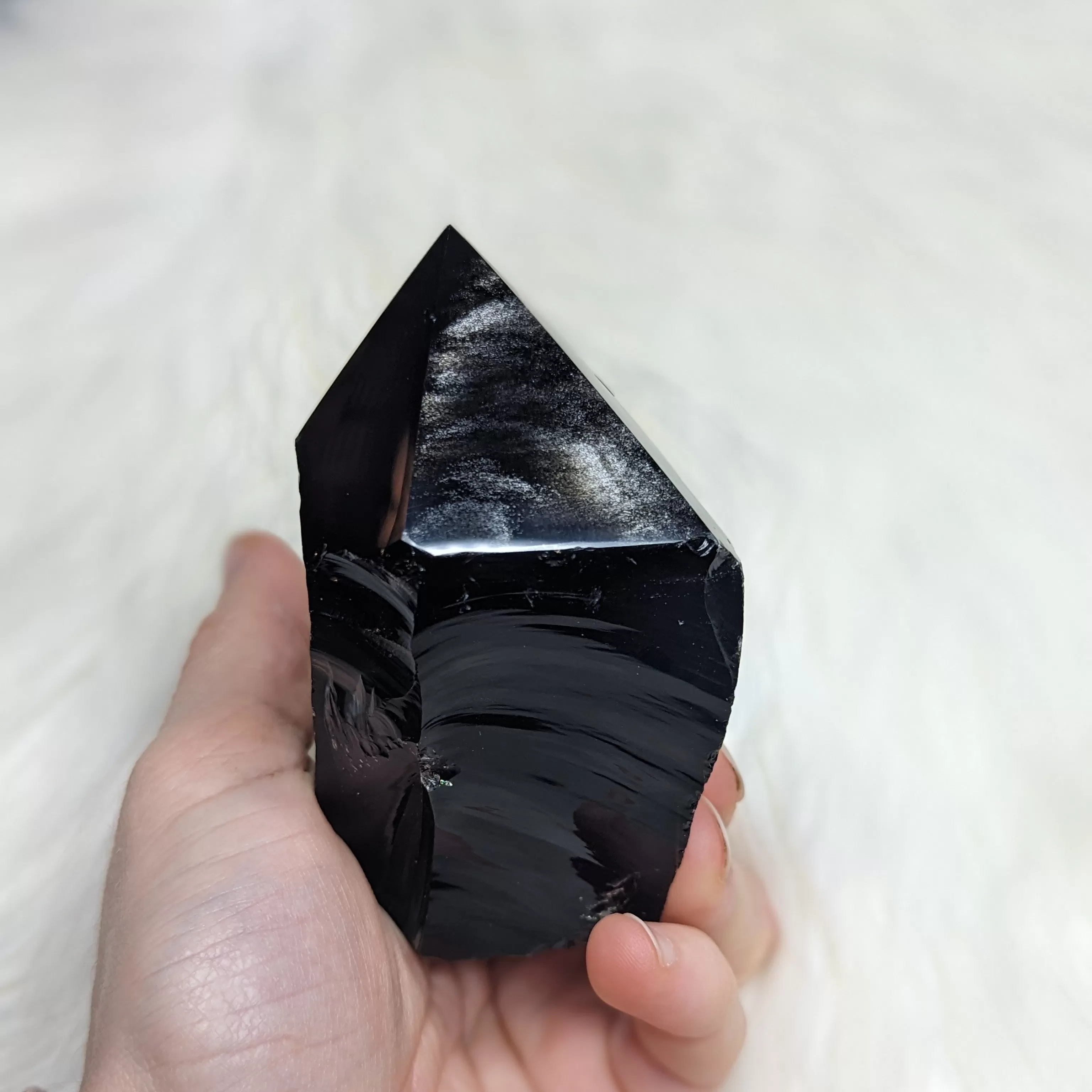 Black Obsidian Polished Point #3~ 6 Sides