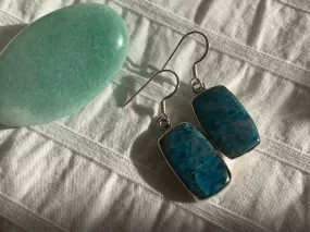 Blue Apatite Akoni Earrings - Rectangle