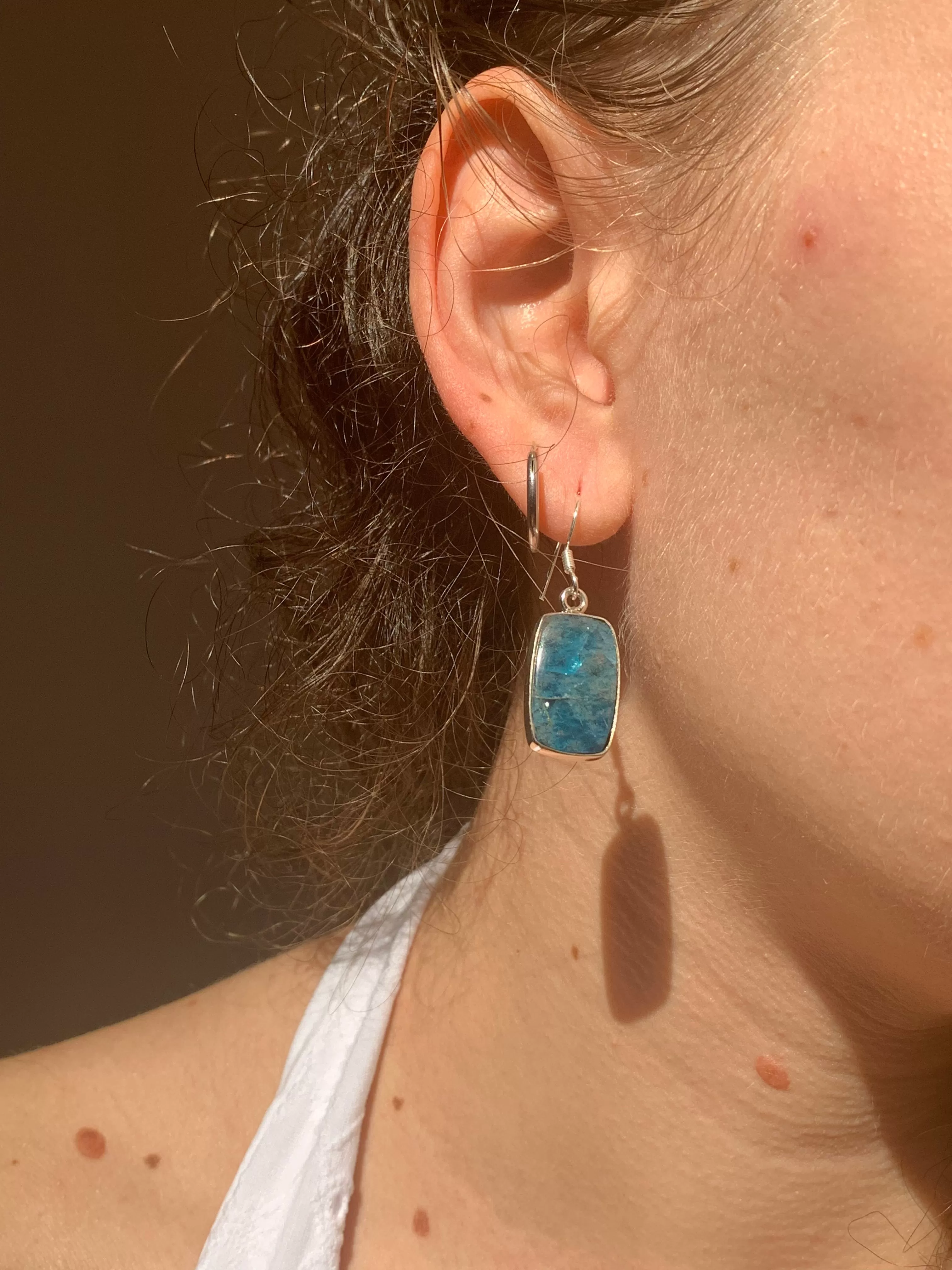 Blue Apatite Akoni Earrings - Rectangle