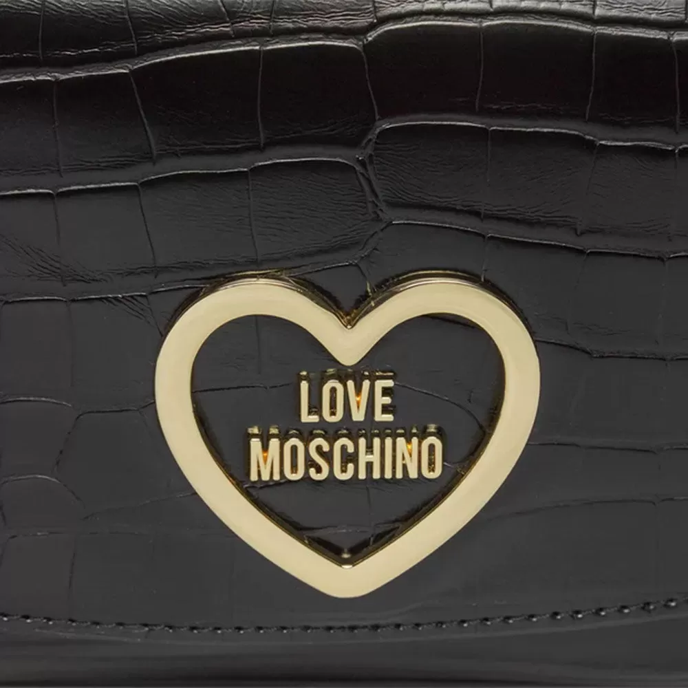 Borsa Donna a Spalla con Tracolla LOVE MOSCHINO stampa Crocco colore Nero