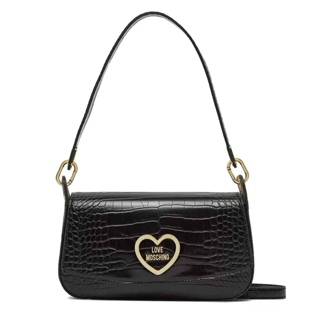 Borsa Donna a Spalla con Tracolla LOVE MOSCHINO stampa Crocco colore Nero