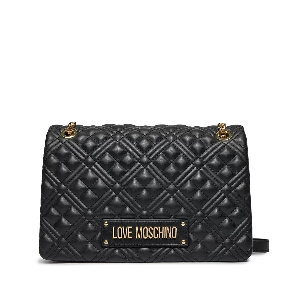 Borsa Donna a Spalla Trapuntata LOVE MOSCHINO linea Lettering Logo colore Nero