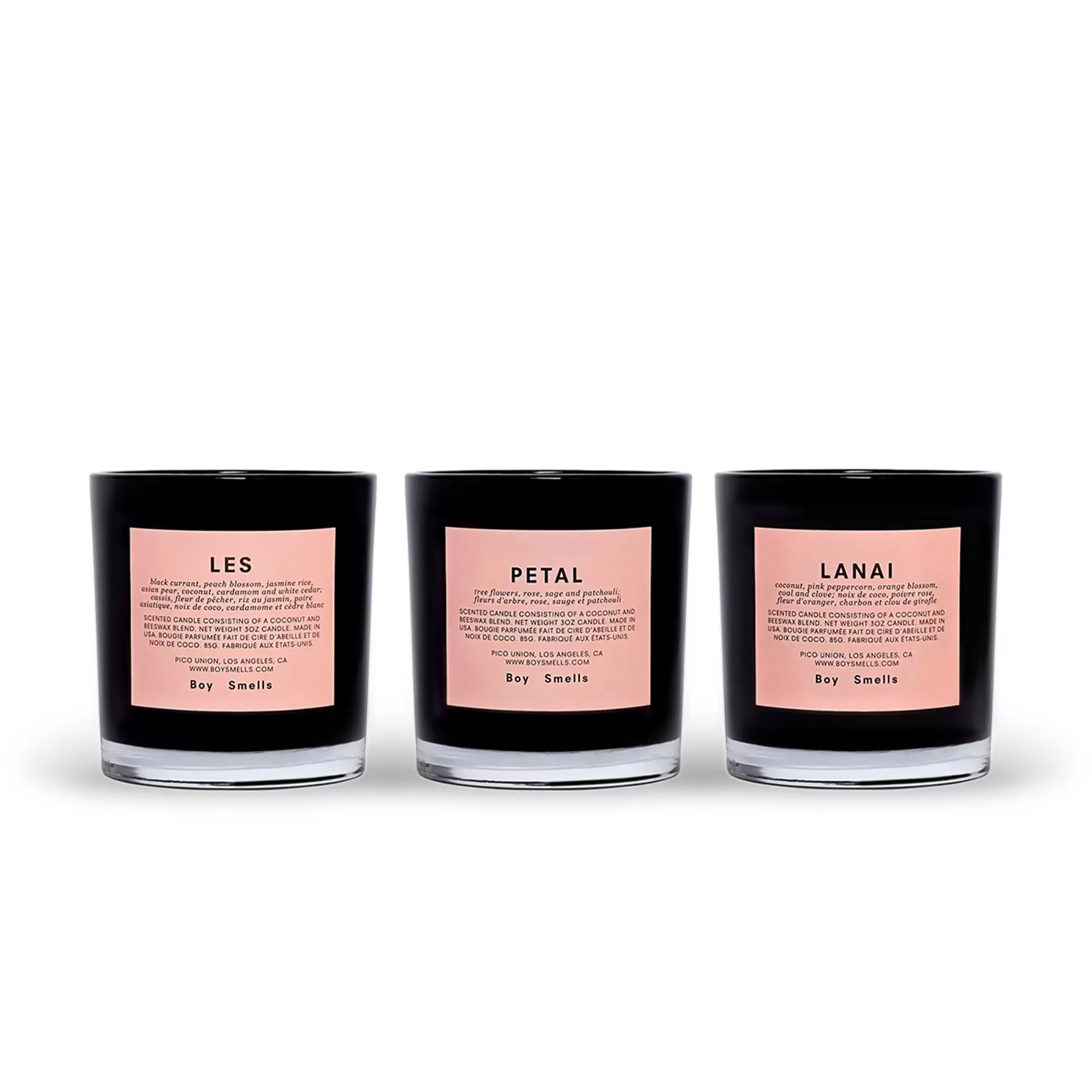 Boy Smells Trio Set Les, Petal, Lanai 3 Oz Candles