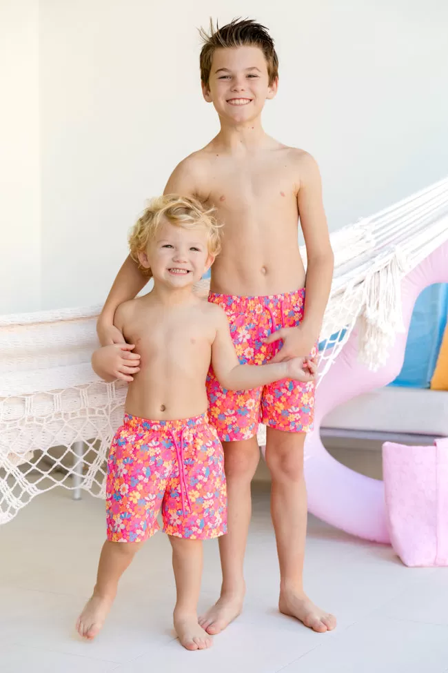 Boy's Seaside Floral Swim Trunks