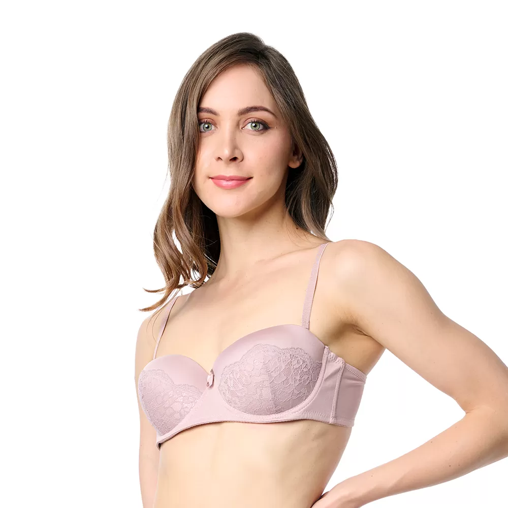 Brasier coordinable strapless con detalles de encaje taupe 24516 Carnival