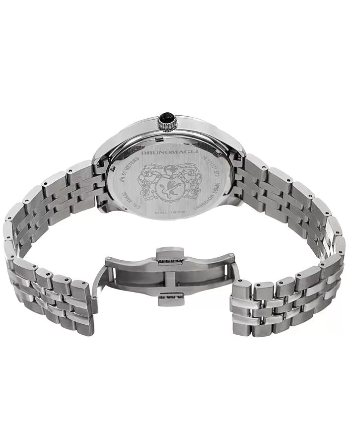 Bruno Magli Mens Luca Stainless Steel Watch - Bracelet Strap - Gray Dial