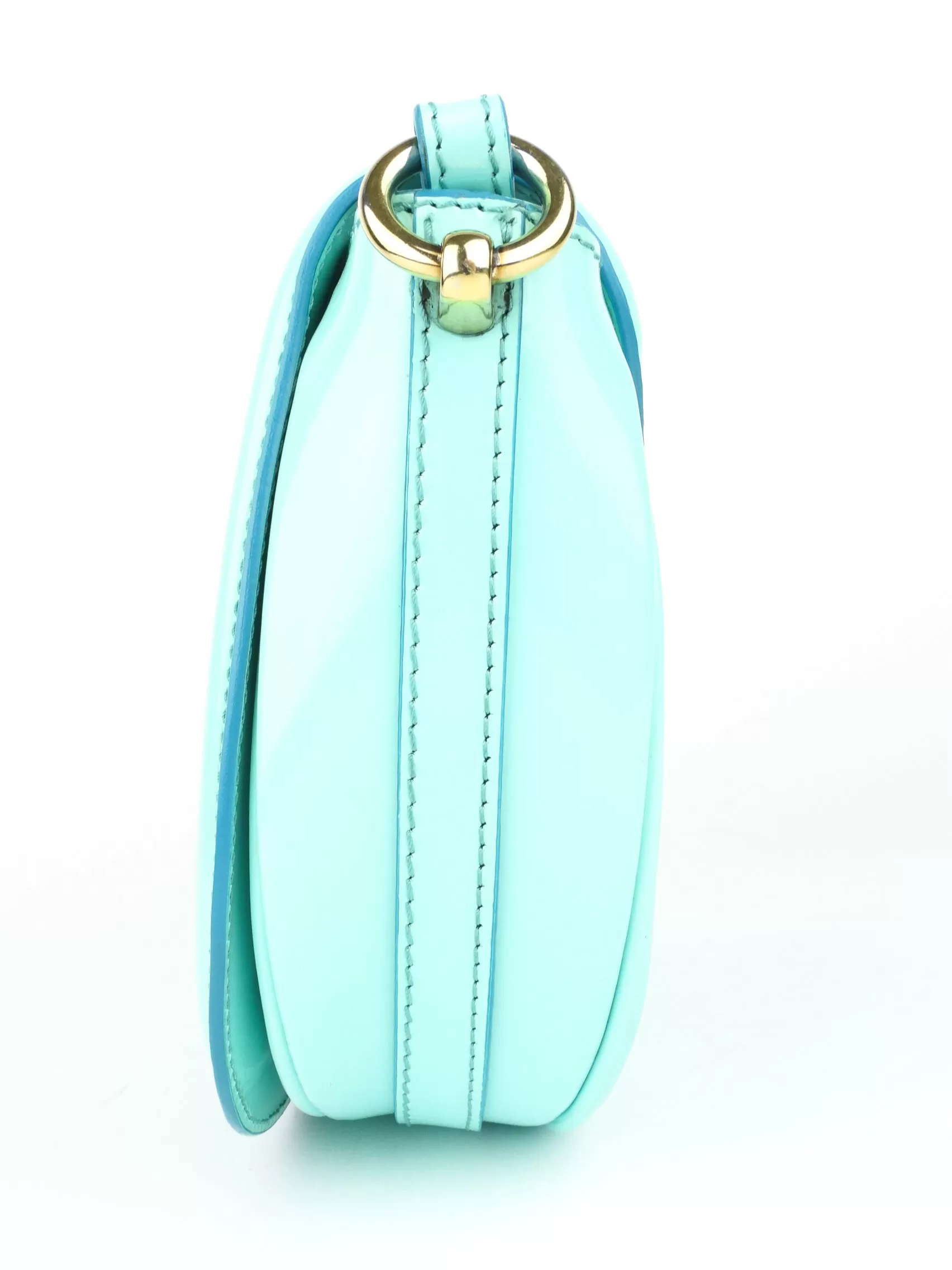 Burberry Prorsum Small Aqua Patent Leather Crossbody Shoulder Bag