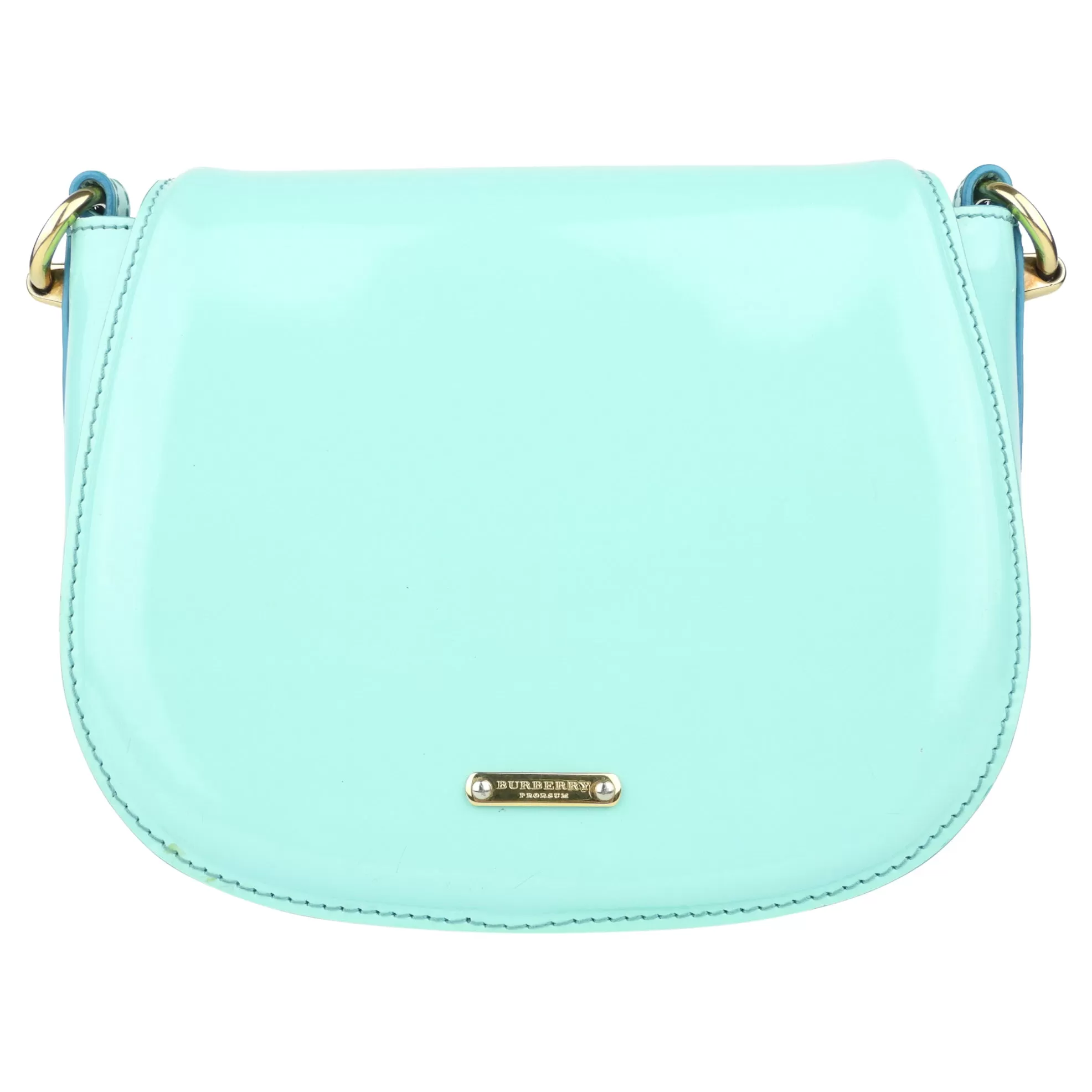 Burberry Prorsum Small Aqua Patent Leather Crossbody Shoulder Bag