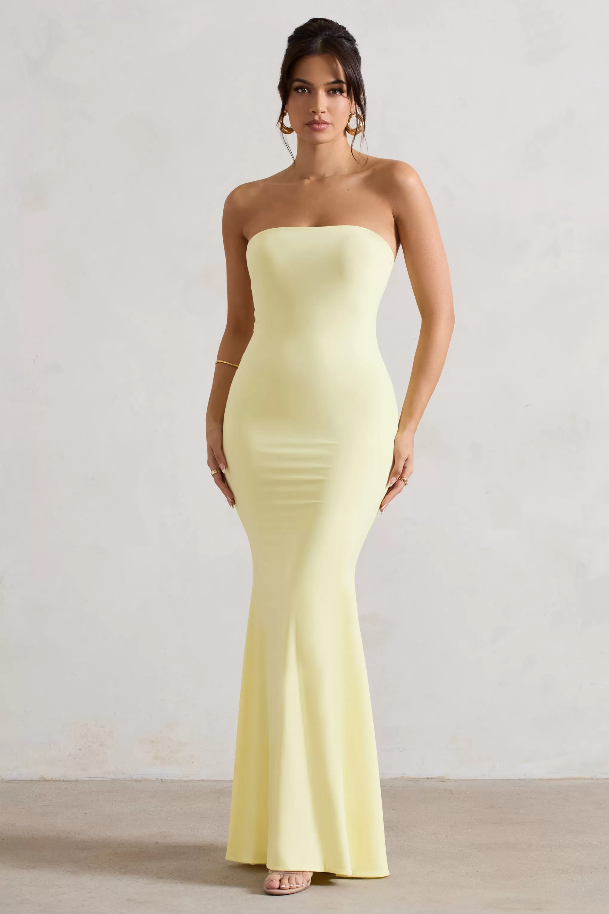 Ceremony | Lemon Bandeau Fishtail Maxi Dress