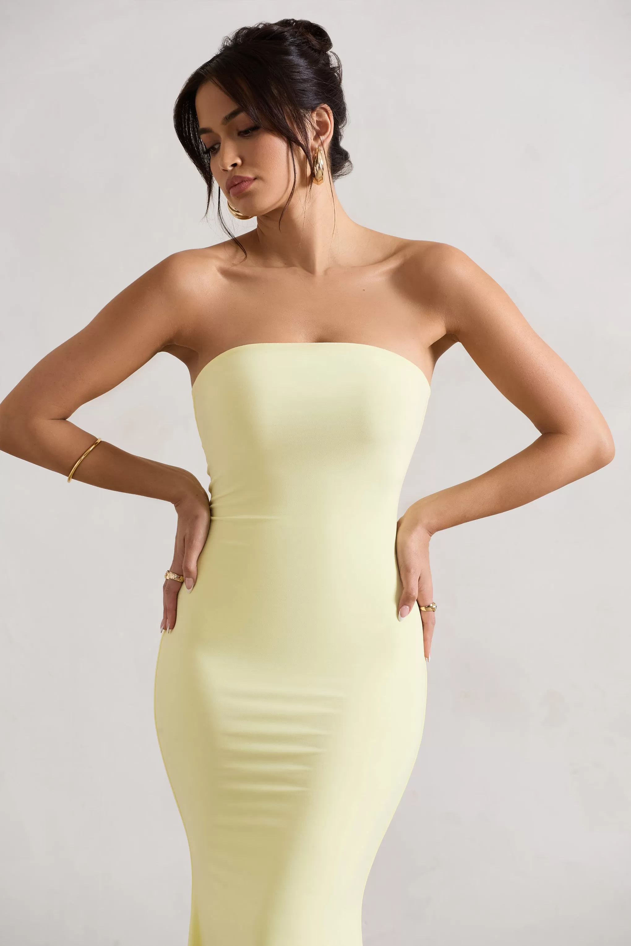 Ceremony | Lemon Bandeau Fishtail Maxi Dress