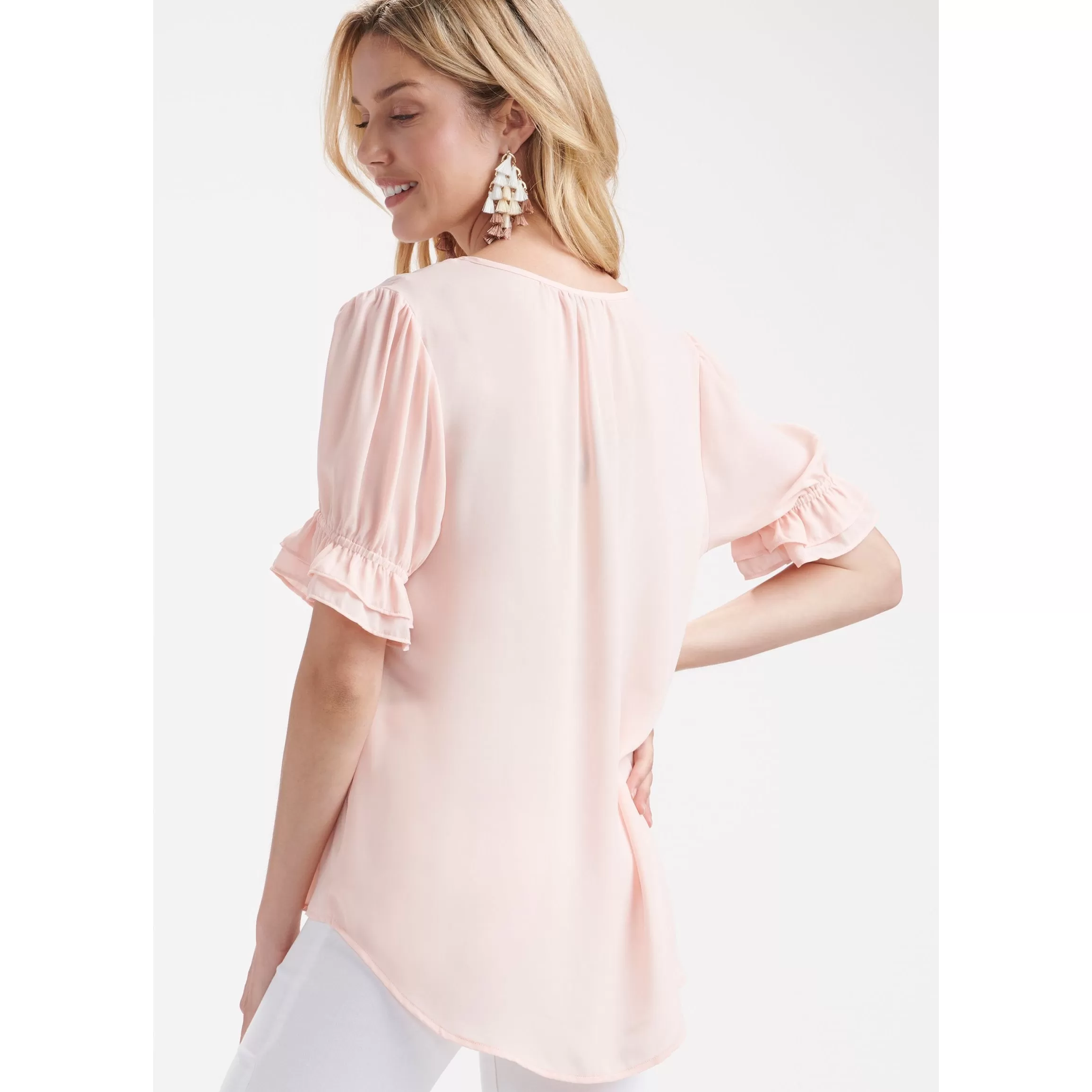 Charlie Paige V-neck Top with Ruffle Sleeve