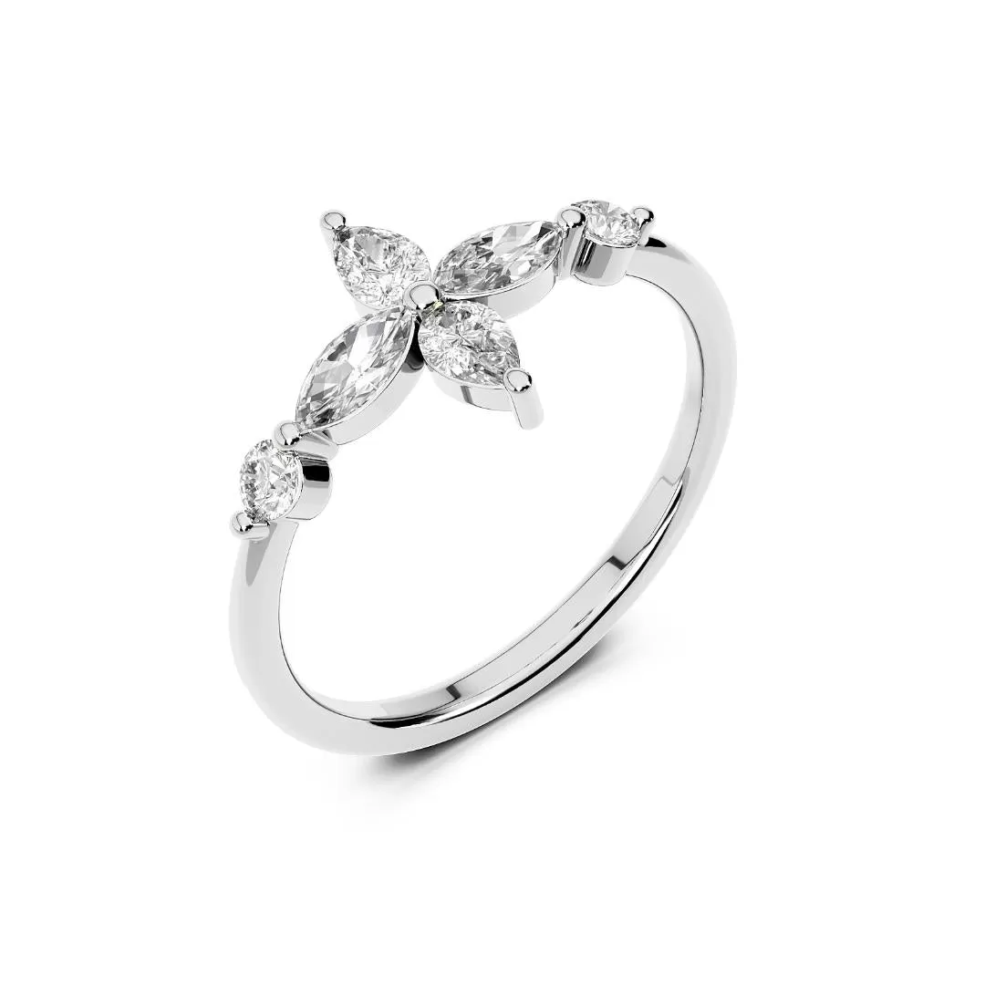 Chorost & Co. Private Collection 14K White Gold 0.50ct Diamond Marquise Flower Ring