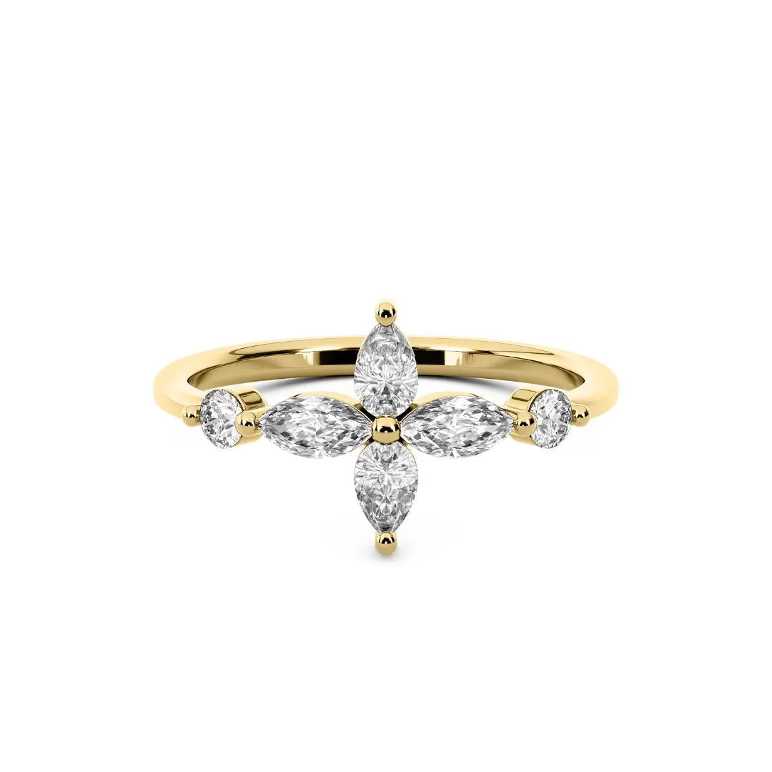 Chorost & Co. Private Collection 14K Yellow Gold 0.50ct Diamond Marquise Flower Ring