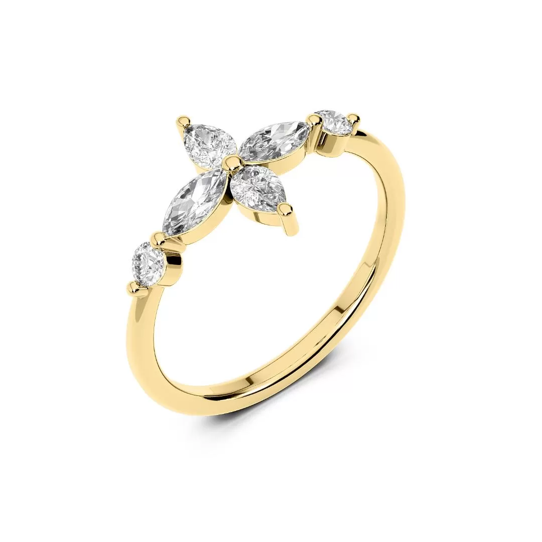 Chorost & Co. Private Collection 14K Yellow Gold 0.50ct Diamond Marquise Flower Ring