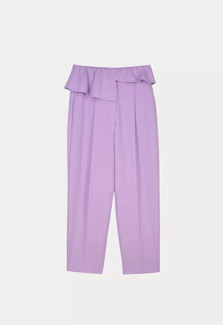 Circular Flap Waist Solid Trouser