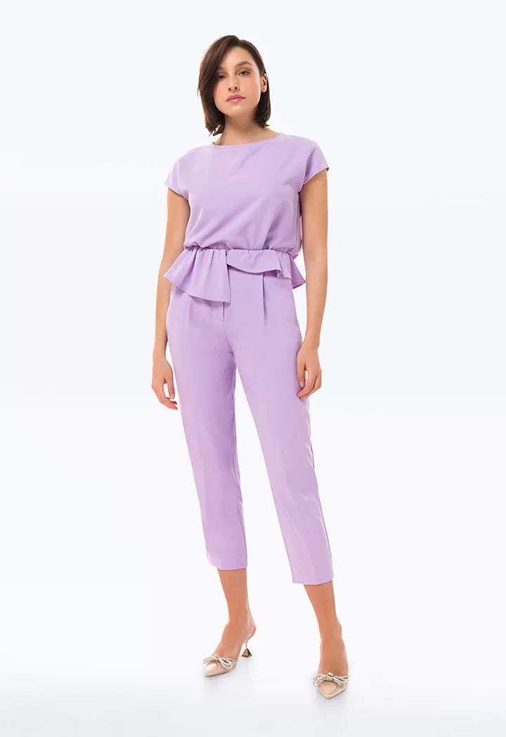 Circular Flap Waist Solid Trouser