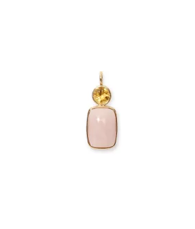 Citrine & Pink Conch Cabochon 14k Gold Necklace Charm