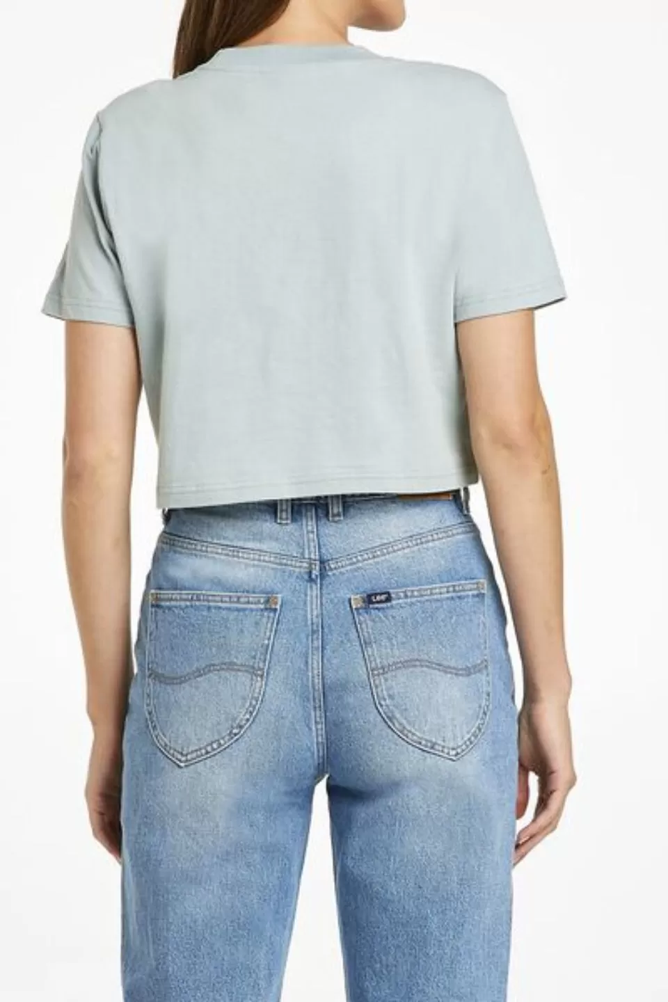 Classic Sage Cotton Logo Crop Tee