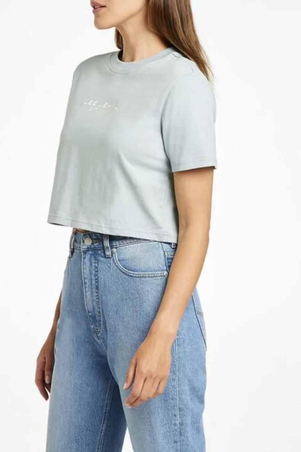 Classic Sage Cotton Logo Crop Tee