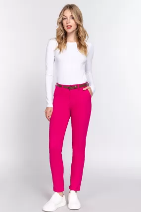 Cotton-span Twill Belted Long Pants