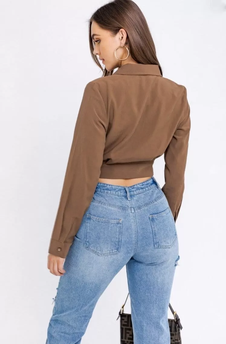 Crissy Mocha Wrap Top