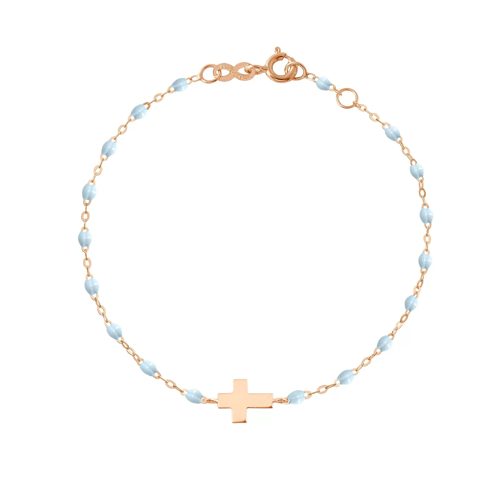 Cross Charm Classic Gigi Baby Blue bracelet, Rose Gold, 6.7"