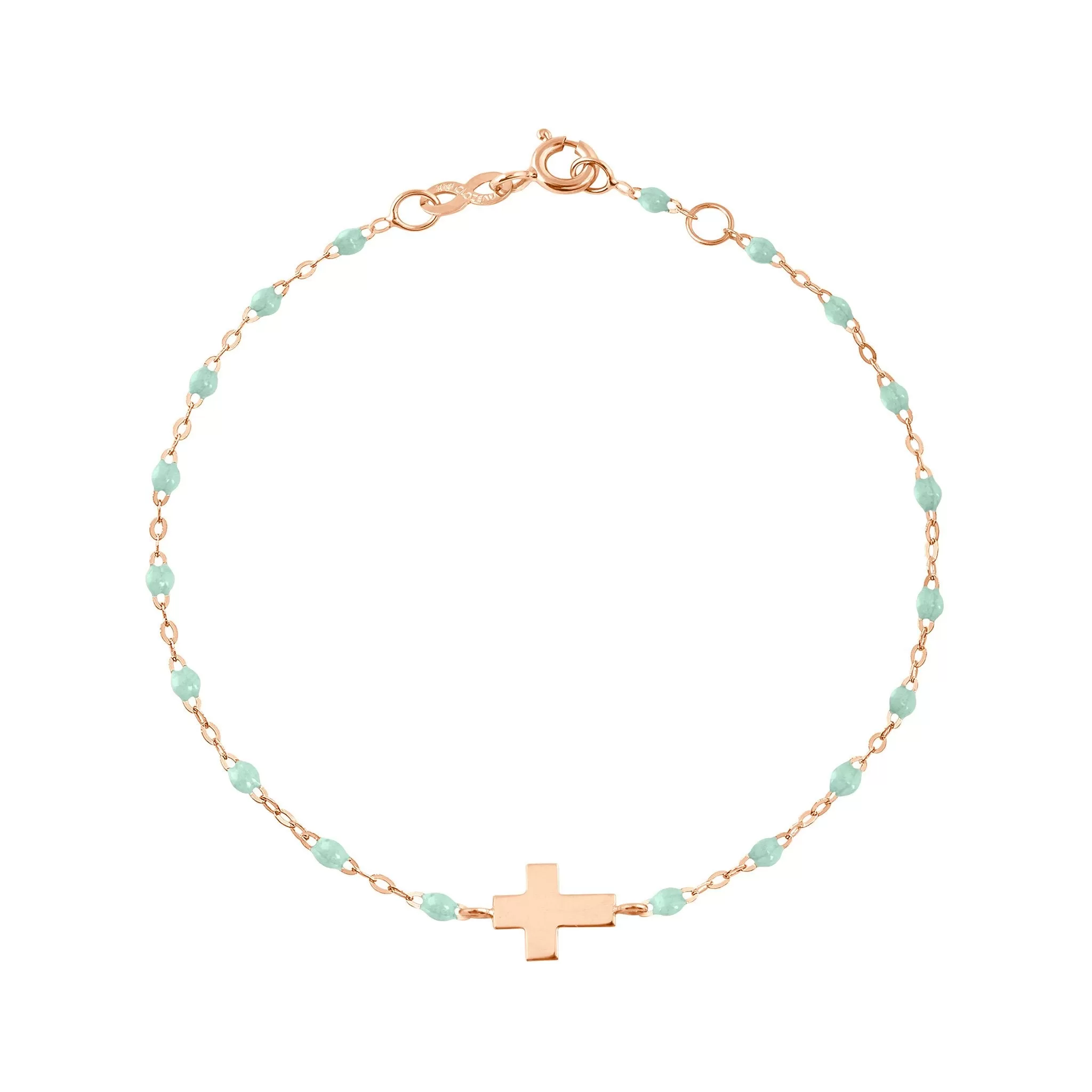 Cross Charm Classic Gigi Jade bracelet, Rose Gold, 6.7"