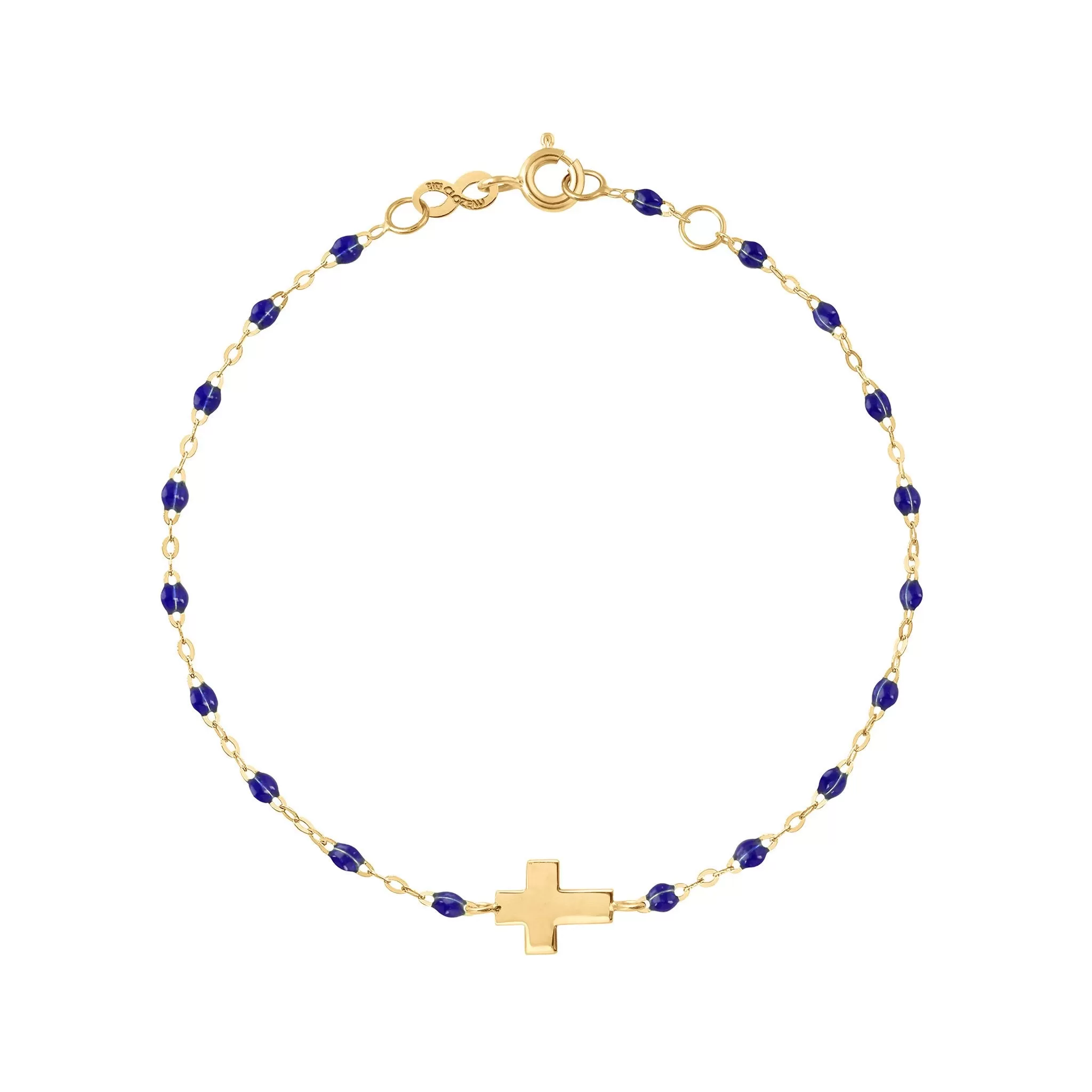 Cross Charm Classic Gigi Lapis bracelet, Yellow Gold, 6.7"