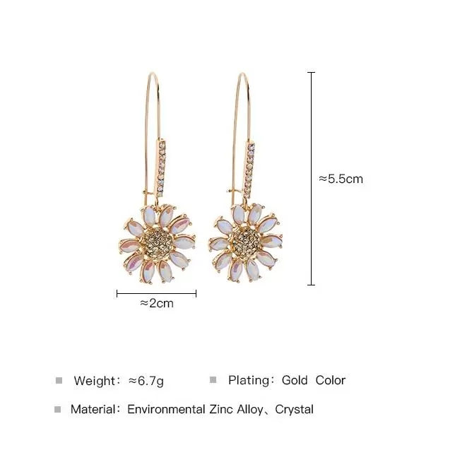 Crystal Flower Fish Hook Style Earring - 2 Colors