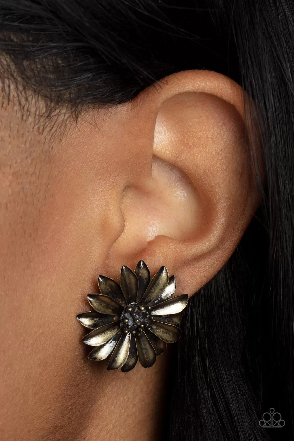 Daisy Dilemma Brass Earrings - Paparazzi Accessories