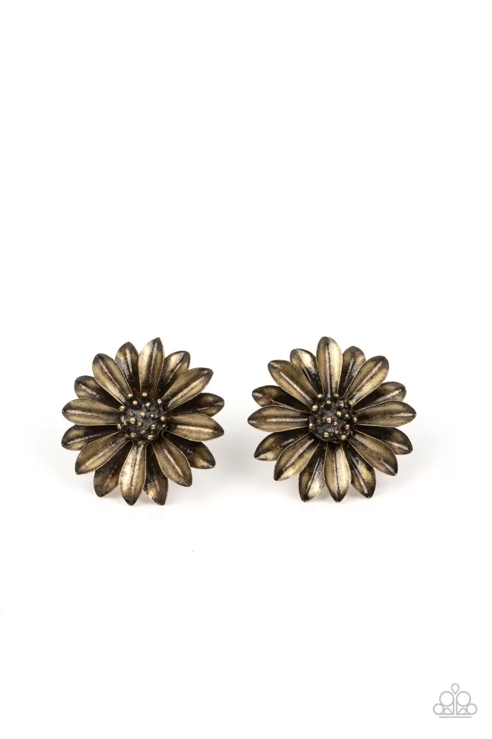 Daisy Dilemma Brass Earrings - Paparazzi Accessories