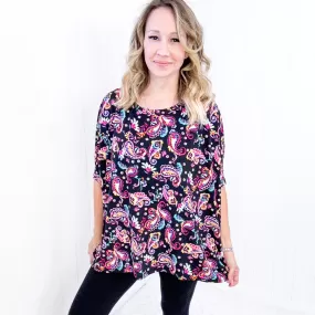 Dear Scarlett Essential Blouse in Black and Pink Paisley