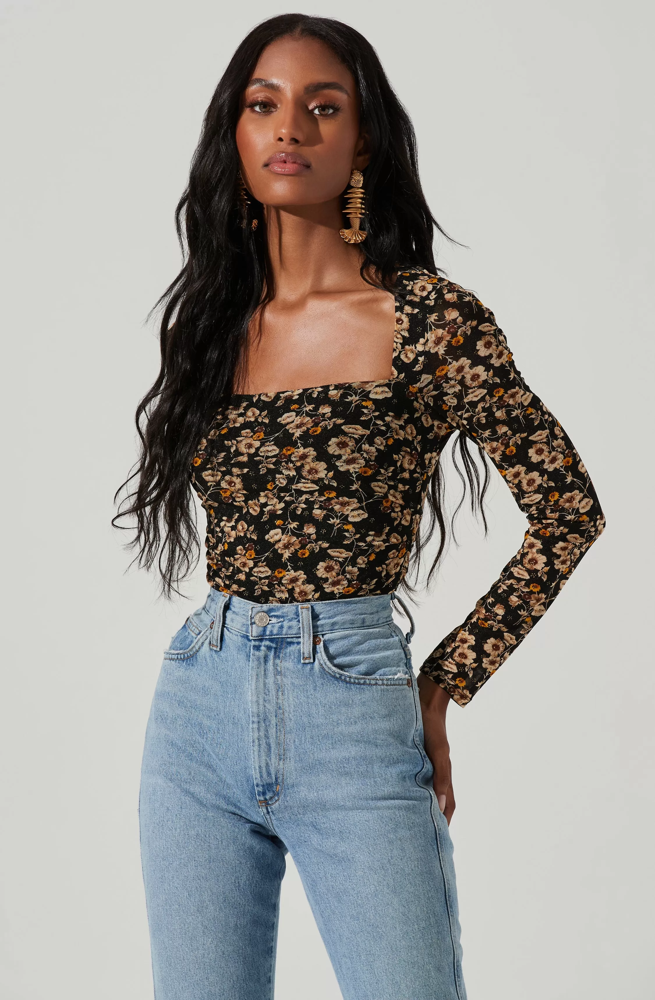 Demelza Floral Square Neck Top