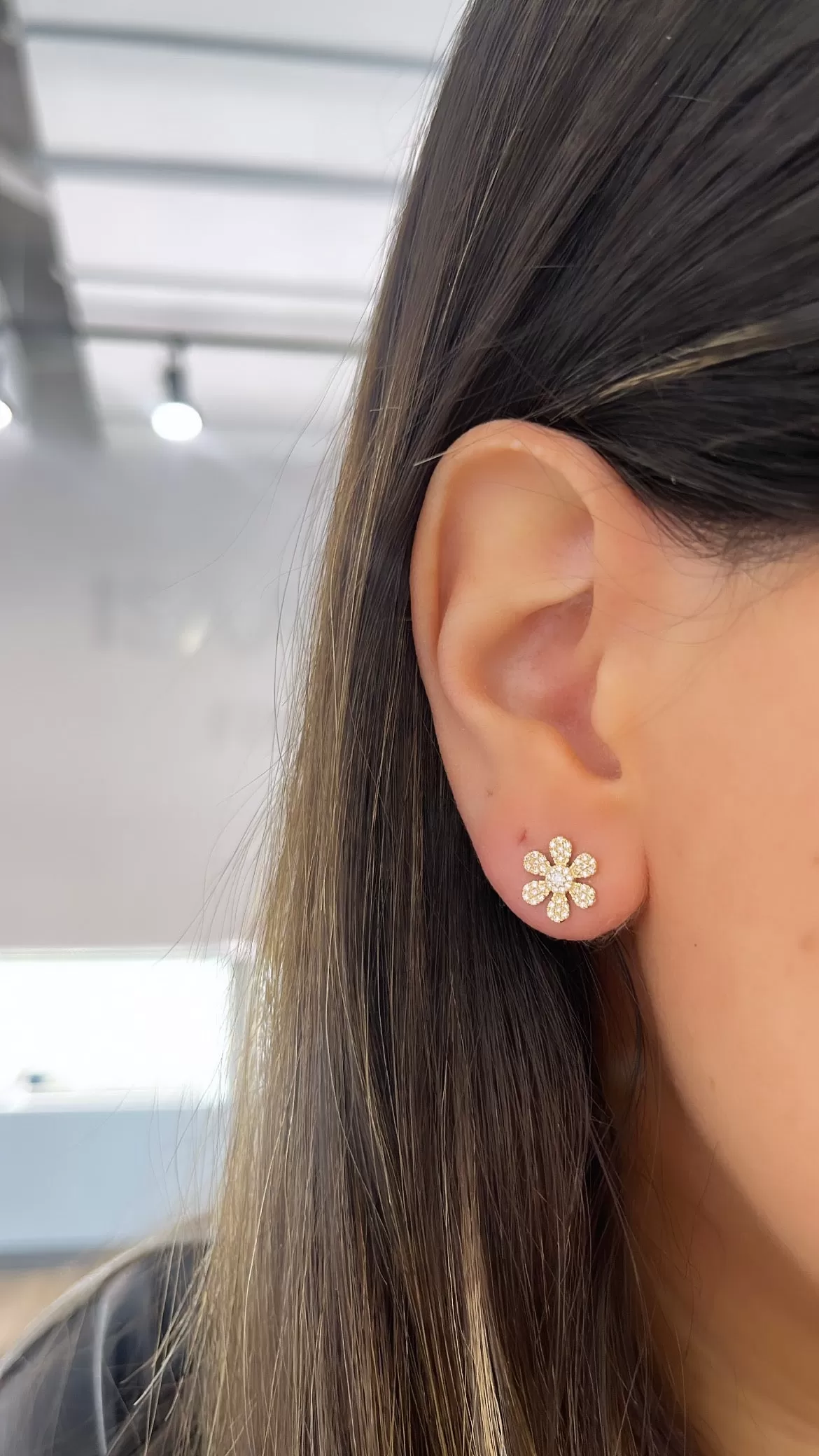 Diamond Flower Earrings